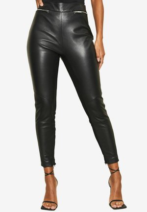 SKINNY FIT HIGH WAISTED - Ādas bikses - black