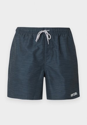 Mørkegrå Rip Curl badeshorts med elastisk talje og hvid snor, designet til afslappet strandtøj.