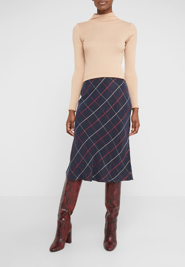 PLAID BIAS SKIRT - A-linjainen hame - navy