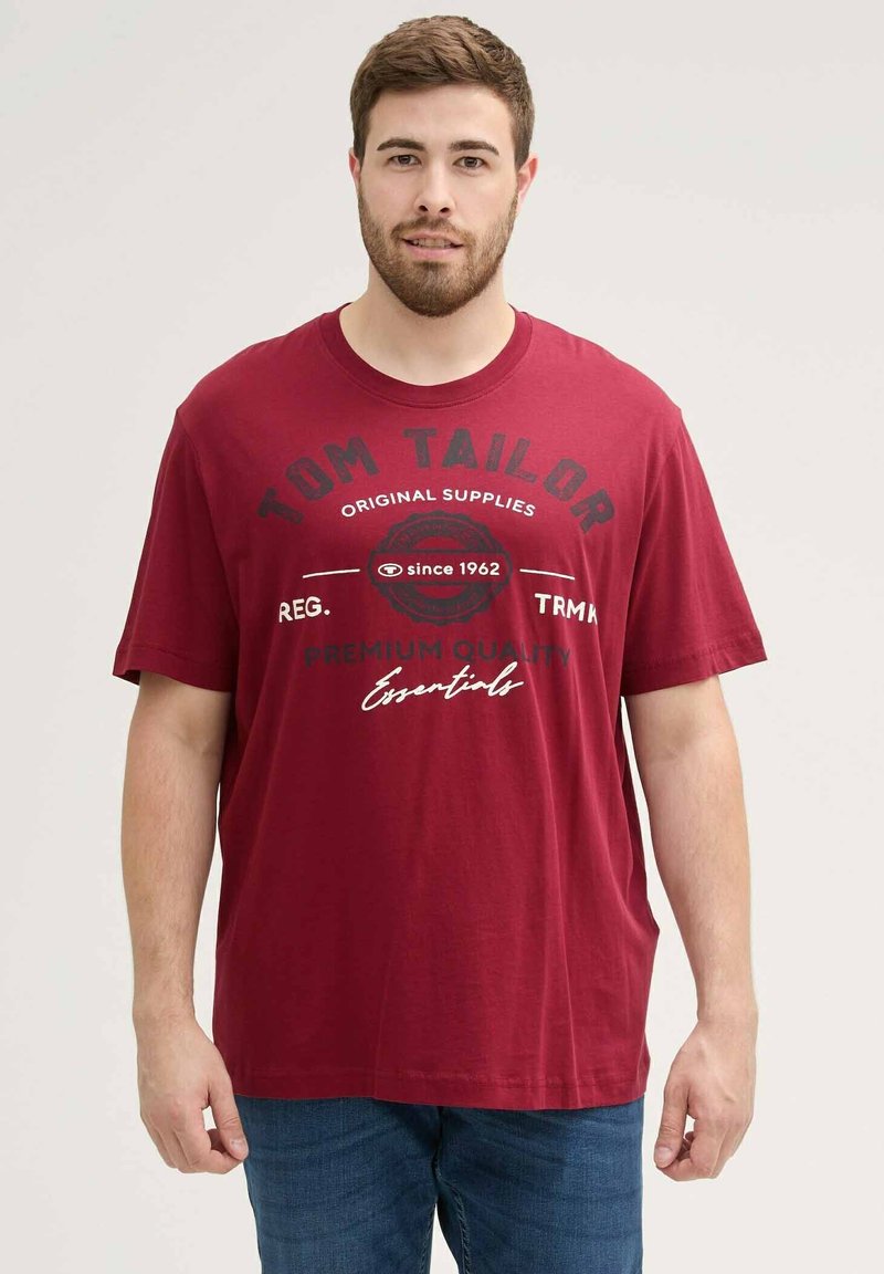 TOM TAILOR PLUS - MIT LOGO - T-shirt print - deep red
