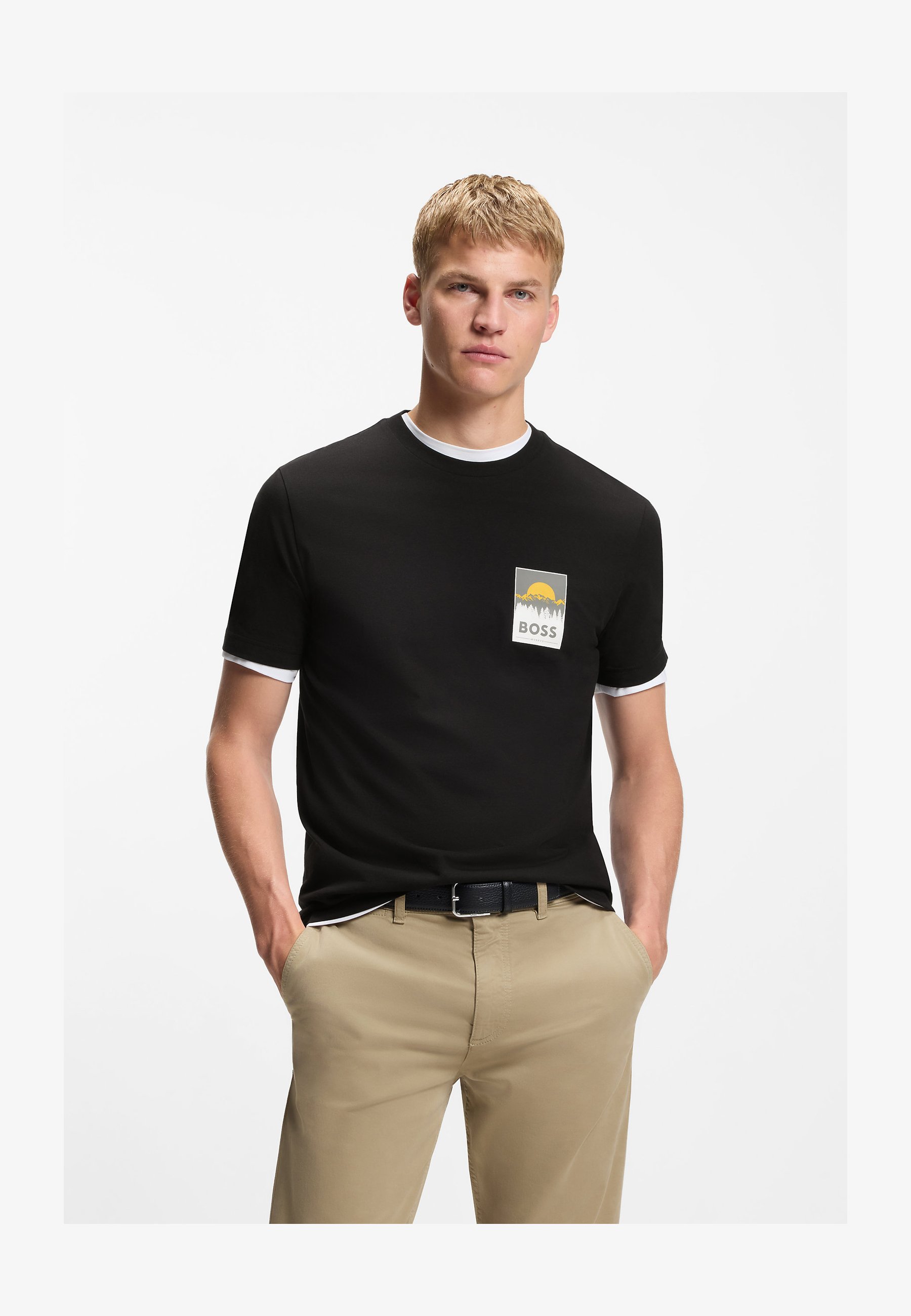 BOSS T-Shirt Uomo - Jersey Morbido, Logo Big Boss Bolt Sul Petto, Girocollo, Classico Menswear