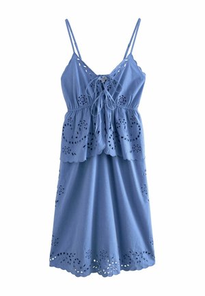 Next REGULAR FIT - PEPLUM BRODERIE MIDI - Denné šaty - blue