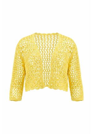 MIAMODA, OPENWORK KNIT 3/4 SLEEVE CARDIGAN - Gilet - pale yellow