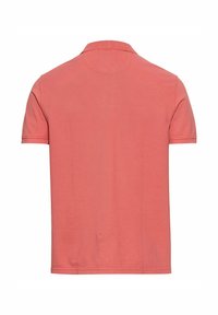 Korte mouwen poloshirt in koraal, gemaakt van katoen. Heeft een klassieke kraag en een eenvoudige rechte snit met stikdetails.