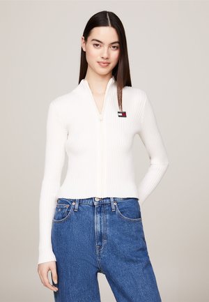 Tommy Jeans ZIP THRU BADGE - Ζακέτα - ancient white