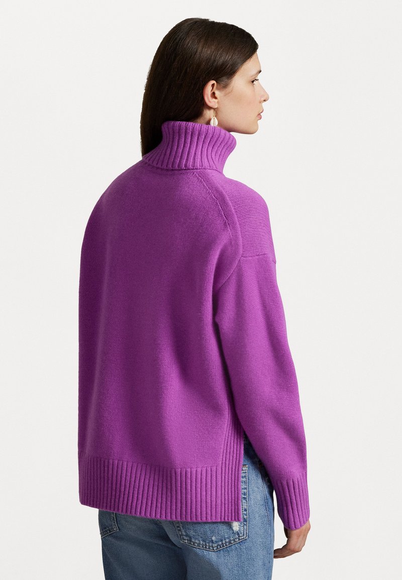 LILLUSORY Maglia Collo Alto Donna – Top Slim In Cotone, Maniche Lunghe, Casual E Morbido Per L'Inverno (Viola, Taglia L)