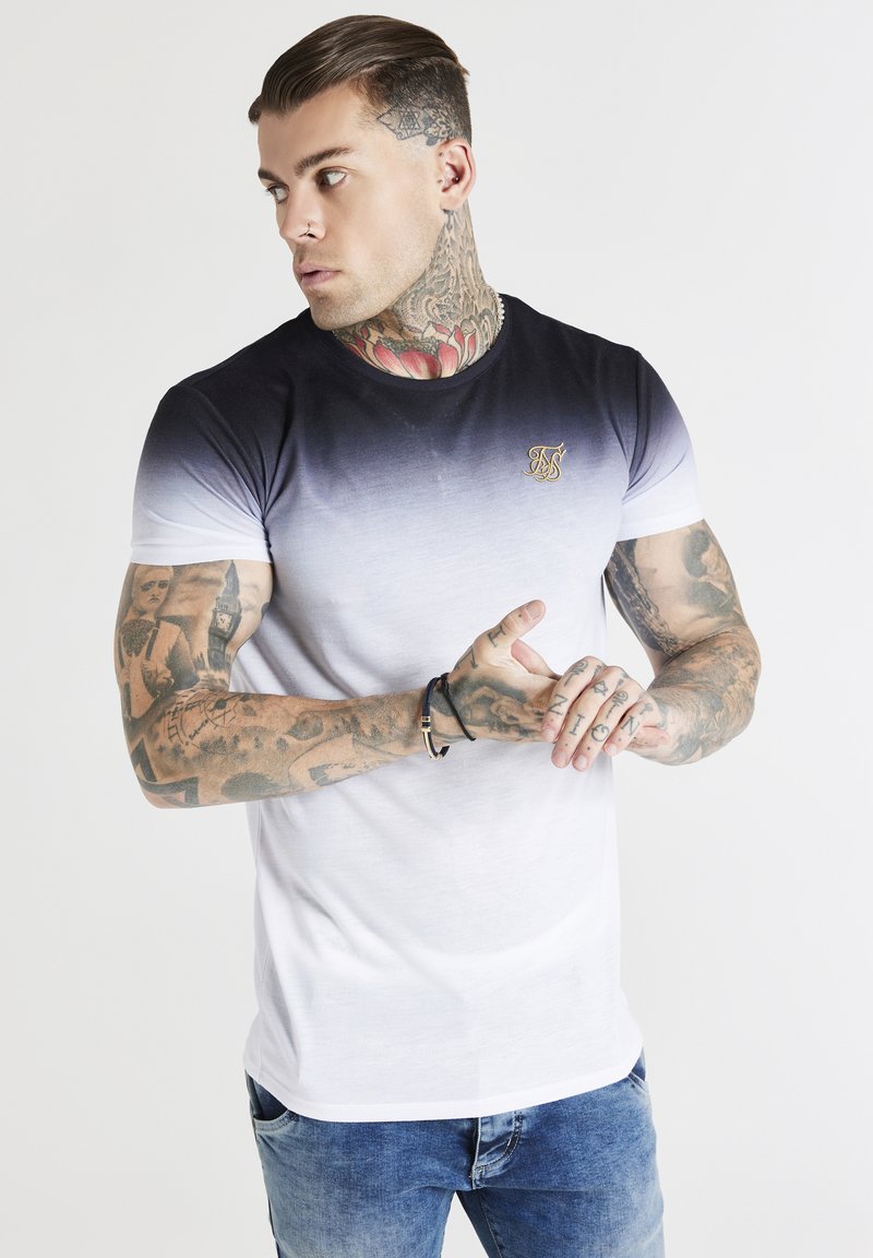SIKSILK Camiseta estampada black white gold/negro