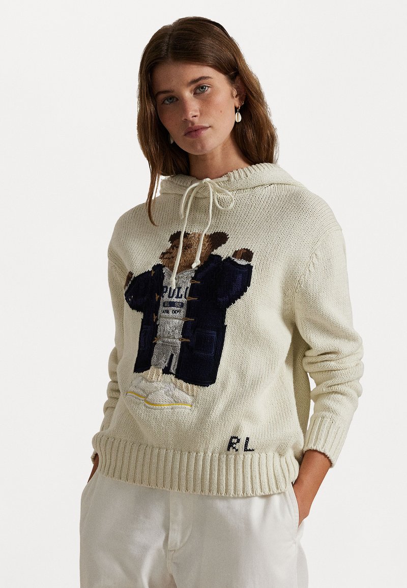 Polo Ralph Lauren POLO BEAR HOODED SWEATER - Hoodie - parchment cream