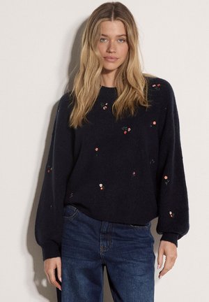 Apricot, FLORAL EMBROIDERED JUMPER - Пуловер - navy