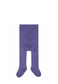 Collants violets en tissu extensible, avec une texture lisse, design avec pieds et une couleur uniforme sur l'ensemble.