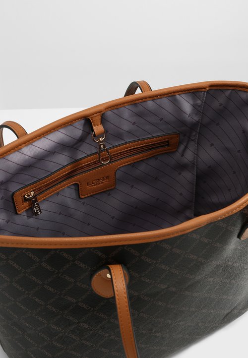 Borsa L.Credi Filiberta 30 Cm In Ecopelle – Tracolla Rimovibile E Organizer Interno – Marrone