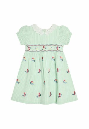 REGULAR FIT - FLORAL SEERSUCKER EMBROIDERED SMOCKED  - Day dress - green