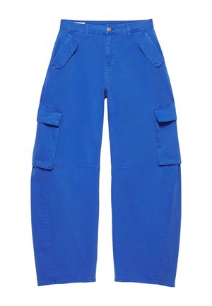 PULL&BEAR, CARGO - TROUSERS - Pantalon cargo - neon blue