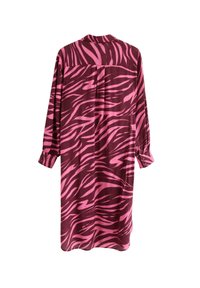 Langærmet skjorte i mørkerød med et iøjnefaldende pink zebra-stribe mønster. Knappede manchetter og en rygdesign forbedrer strukturen.