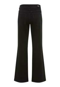 Jeans neri a palazzo con un lavaggio scuro, design classico a cinque tasche e un logo in vita. Silhouette distintiva a gamba larga.