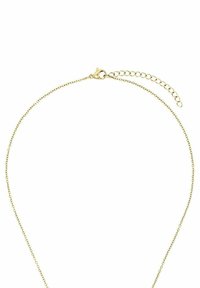 Guldtonad halsband med en delikat kedjedesign, utrustad med en kräftklämma och en justerbar förlängningskedja för längdanpassning.