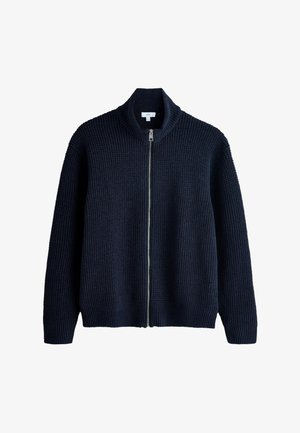 Next REGULAR FIT WAFFLE TEXTURE CHENILLE ZIP NECK - Sweatjakke - navy blue