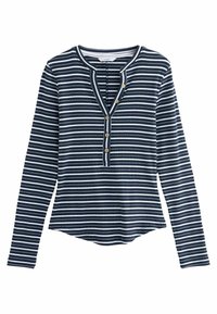 BUTTON DETAIL HENLEY - REGULAR FIT - Bluză cu mânecă lungă - ecru white navy blue