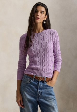 CABLE-KNIT COTTON CREWNECK SWEATER - Maglione - bright aster