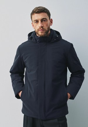 Next, REGULAR FIT - SHOWERPROOF HOODED COAT WITH BRUSHED LINING - Outdoor jacket - navy