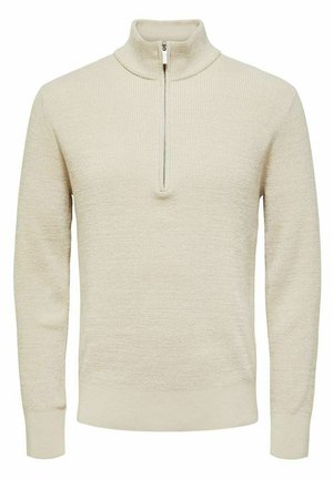 Selected Homme HIGH NECK - Strikkegenser - oatmeal