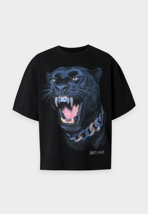 Just Cavalli, RHINESTONE PANTHER - Тениска с щампа - black