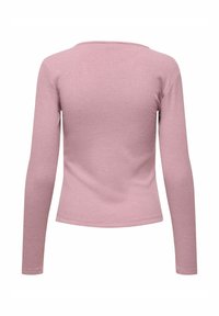 Długi rękaw, dopasowany top z miękkiej różowej dzianiny prążkowanej. Posiada okrągły dekolt oraz teksturowaną powierzchnię z delikatnym wzorem na całej długości.
