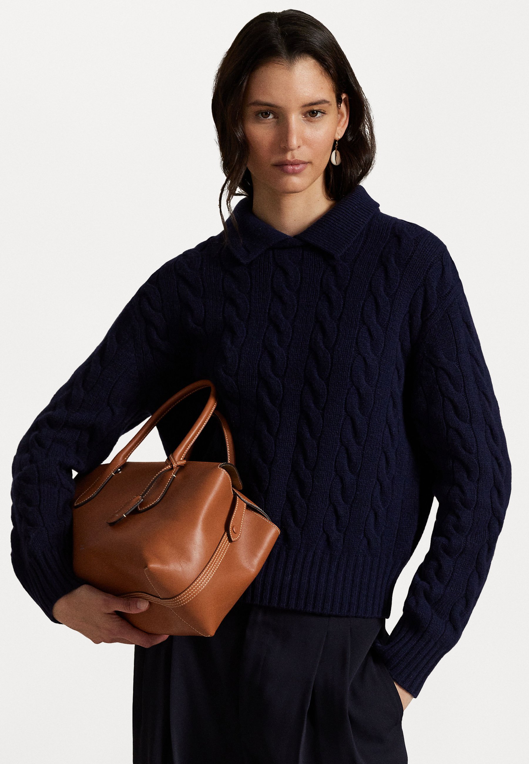 Polo Ralph Lauren BELLPORT LEATHER SATCHEL - Mala de mão - cognac