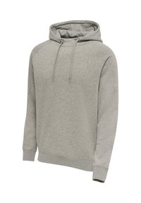 Lichtgrijze pullover hoodie met lange mouwen, kangoeroezak en verstelbare capuchon met trekkoord.