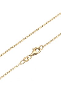 Halskette aus goldfarbenem Metall mit miteinander verbundenen Gliedern, ausgestattet mit einem Karabinerverschluss und einem gestempelten "925" zur Authentizität.