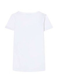 T-shirt à manches courtes en blanc. Possède un col rond et une coupe classique. Fabriqué en tissu léger et doux. Design épuré et simple.