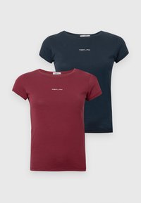 FITTED CREW NECK LOGO 2 PACK - T-shirts - deep blue/bordeaux