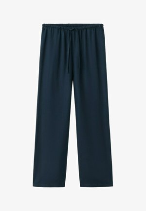 Locker sitzende marineblaue Hose mit elastischem Bund und verstellbarem Kordelzug, geraden Beinen, aus weichem Stoff gefertigt.