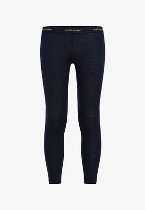 Leggings termici lunghi blu navy con vita elastica marchiata "icebreaker", progettati per calore e stratificazione.