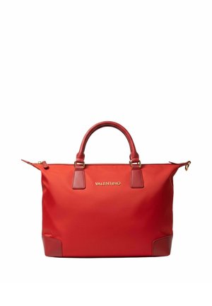 Sac cabas Red Valentino avec doubles poignées, logo doré sur le devant et fermeture zippée en haut.