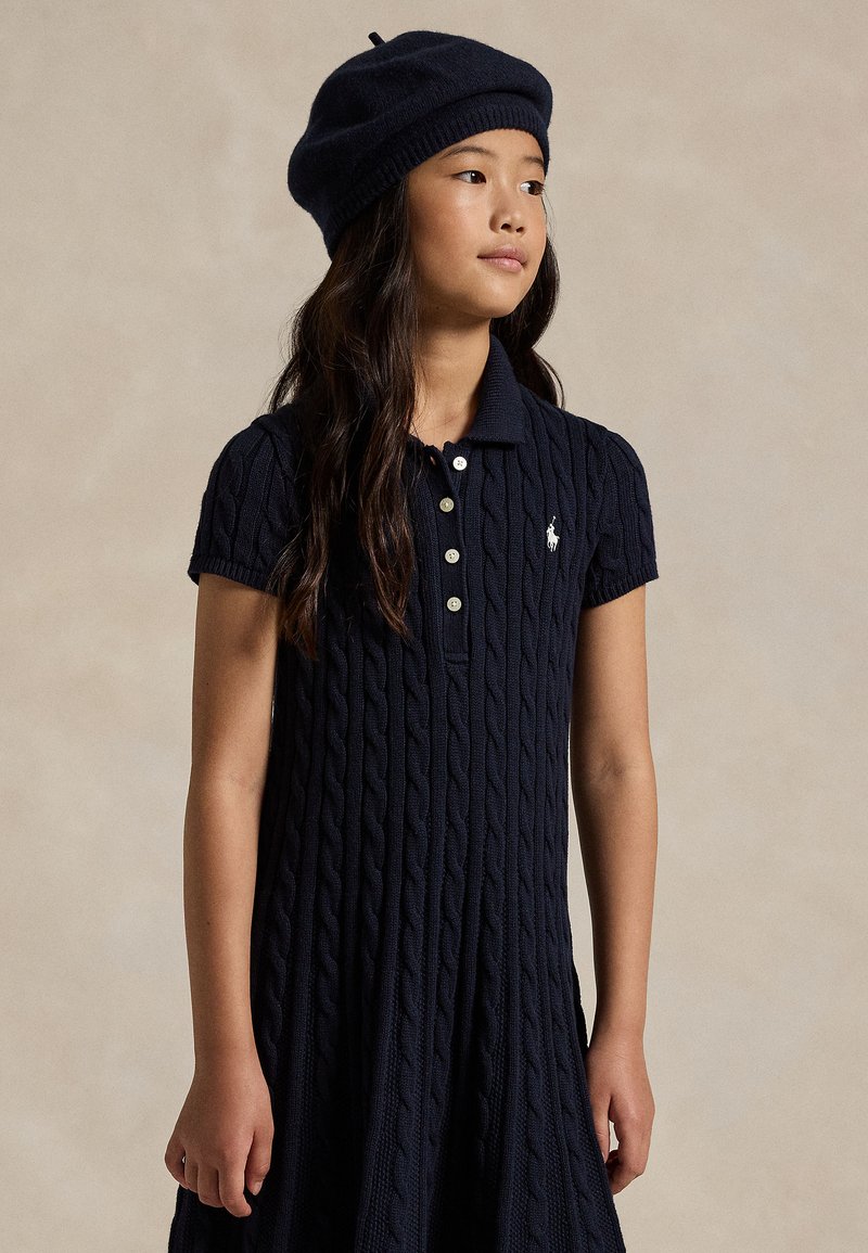 Polo Ralph Lauren CABLE-KNIT COTTON POLO SWEATER DRESS 7-14Y - Strickkleid - navy