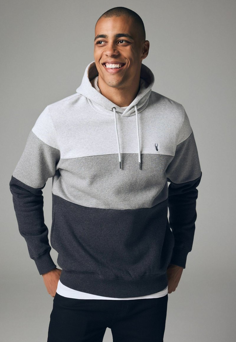 Next BLOCK MARL - REGULAR FIT - Majica s kapuljačom - black