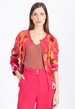 JACQUARD FLORAL PATTERN - Strickjacke - pink