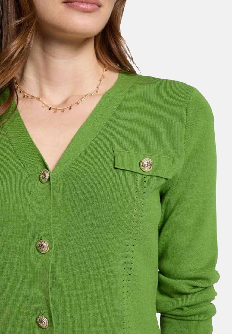 Gilet Cardigan IKKS Femme Vert Anis Taille 40 - Laine Mélangée, Neuf Avec étiquette