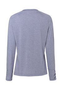 Langarmshirt aus leichtem grauem Stoff, mit rundem Halsausschnitt, flachen Nähten und gerafften Ärmeln in einem schlichten Design.