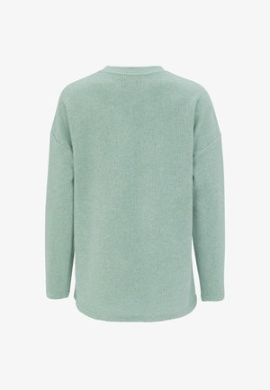 Lysegrøn, ribstrikket sweater med lange ærmer, rund halsudskæring og en afslappet pasform. Stoffet har en blød tekstur og let stretch.