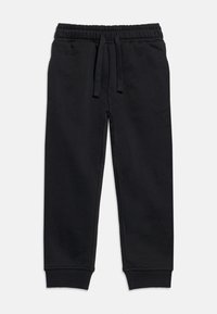  Μαύρο παντελόνι jogger με ελαστική μέση και κορδόνι, με μανσέτες στα άκρα και άνετη εφαρμογή, σχεδιασμένο για καθημερινή χρήση.