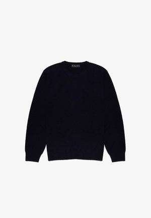 Marine crewneck trui van zacht materiaal. Heeft lange mouwen, een standaard pasvorm en geribbelde manchetten.