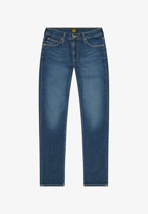 Blå denimjeans med slim fit, med fem-lomme design, knaplukning og diskret falmning foran for ekstra tekstur.