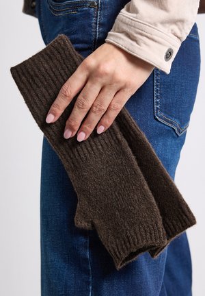Street One, FEINSTRICK ARMWÄRMER IN UNIFARBE - Mitaines - auburn brown mel