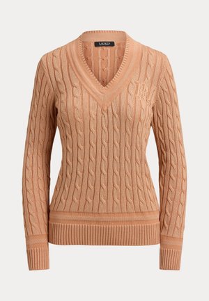 Lauren Ralph Lauren, CABLE KNIT CRICKET SWEATER - Πουλόβερ - pink sienna