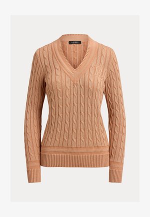Lauren Ralph Lauren, CABLE KNIT CRICKET SWEATER - Πουλόβερ - pink sienna