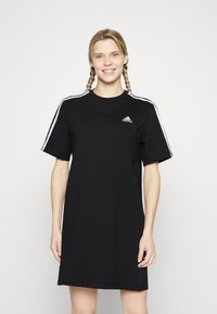 adidas Sportswear - ESSENTIALS 3 STRIPES SINGLE BOYFRIEND TEE DRESS - Jerseykjole - black Miniatyrbilde 1