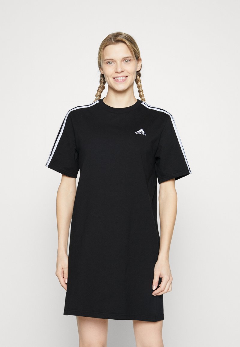 adidas Sportswear ESSENTIALS 3-STRIPES SINGLE BOYFRIEND - Trikotāžas kleita - black
