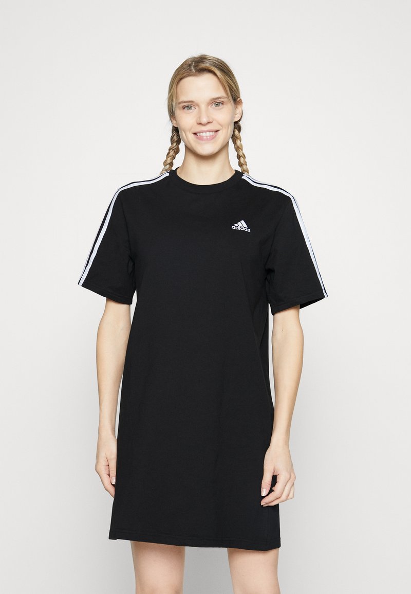 adidas Sportswear - ESSENTIALS 3 STRIPES SINGLE BOYFRIEND TEE DRESS - Jerseykjole - black, Forstørre